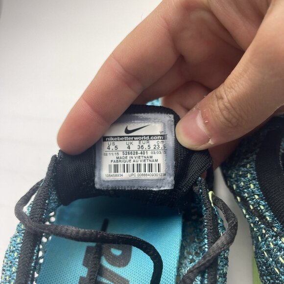 Nike Flyknit Racer Men’s Size 4.5 Blue Lagoon Knit Athletic Shoes - Picture 10 of 10